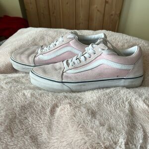 Vans Pink and White Low-Top Suede Sneakers